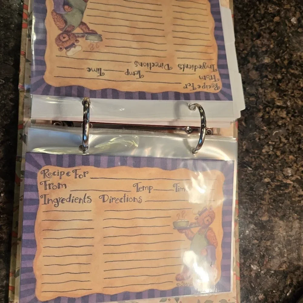 Colorful Recipe Box with Bear Design New